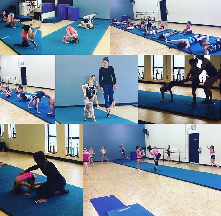 collage of young dance students at an Acro workshop in Milton dance studio