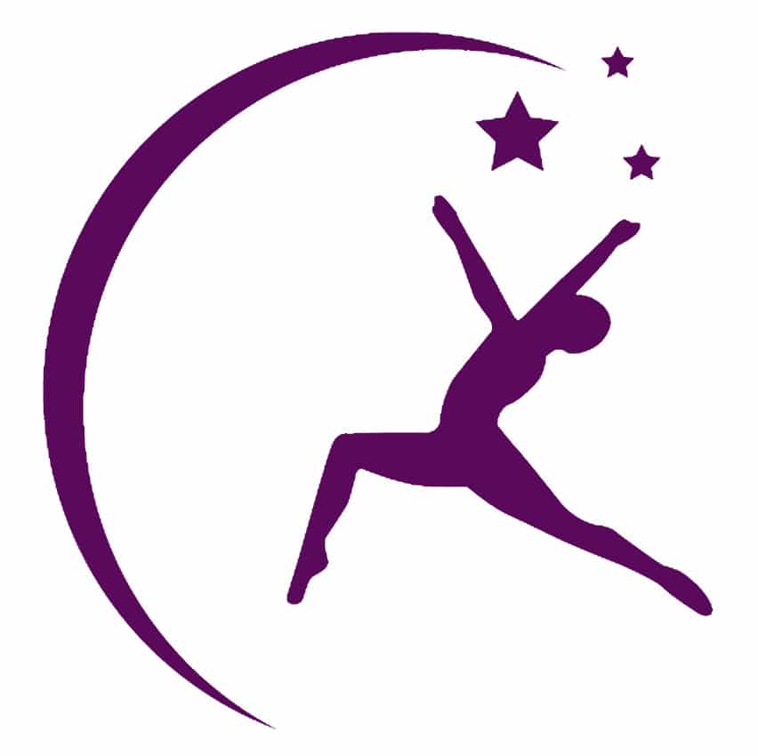 purple moon and stars with dancer, the dance shoppe logo variation