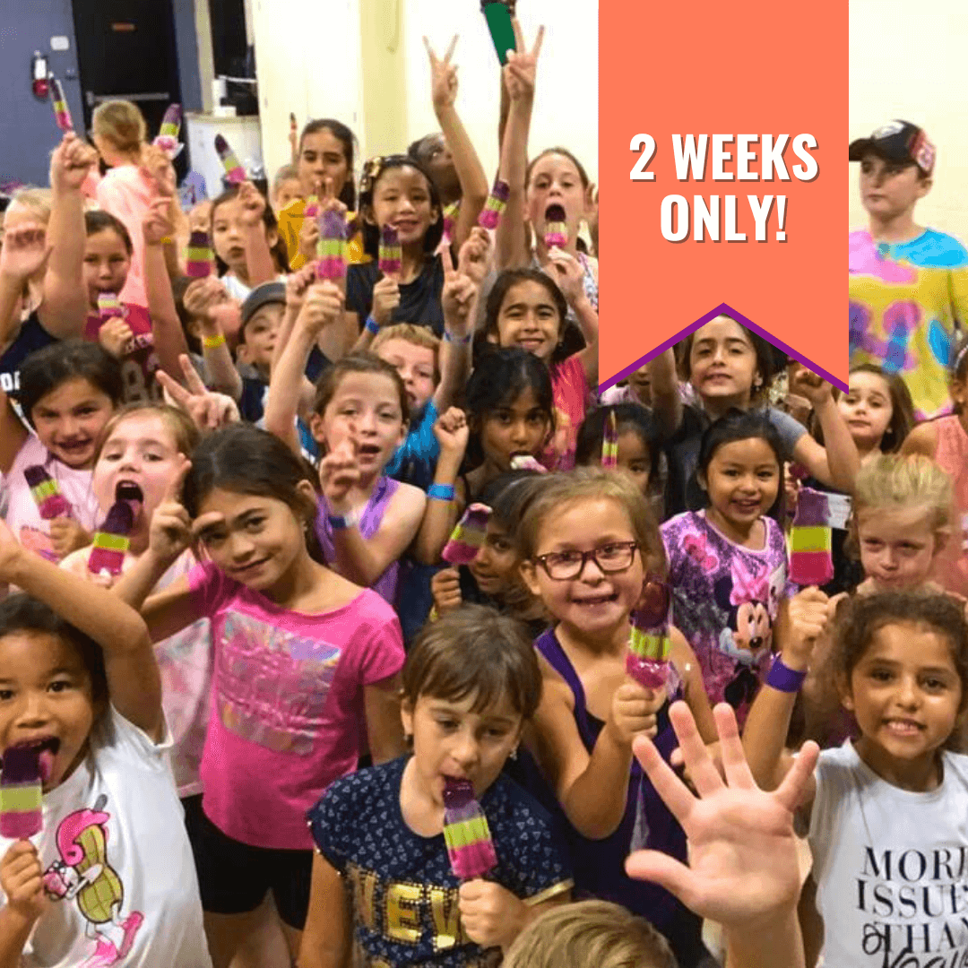 Children aged 5-9 years eating popsicles at summer camp in Milton at the Dance Shoppe